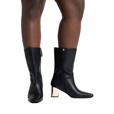 ELOQUII Women's Plus Size Mid Calf Boot With Block Heel