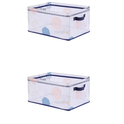 REGALWOVEN Fabric Sturdy Collapsible Storage Bin with Handles for Shelves Closet 2 Pcs