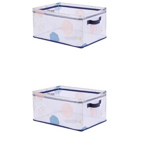 REGALWOVEN Fabric Sturdy Collapsible Storage Bin with Handles for Shelves Closet 2 Pcs - 1 of 4