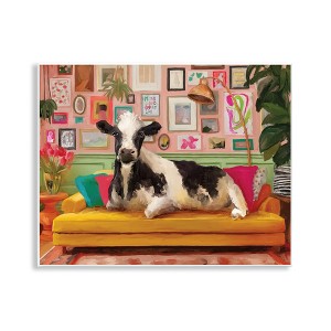 Stupell Industries Cow in Whimsical Maximalist House Wall Plaque Art - 1 of 4