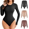 Sol Living Women's Bodysuit Seamless Casual Going Out Top Shirt Breathable Tops Tummy Control Shapewear Stretchy Basic Body Suits T Shirt Crew Neck - 2 of 4