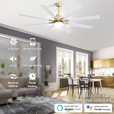 Sofucor Smart APP 8 Arm Fan High CFM  66 Inch Ceiling Fan with Light Kit & Remote Control