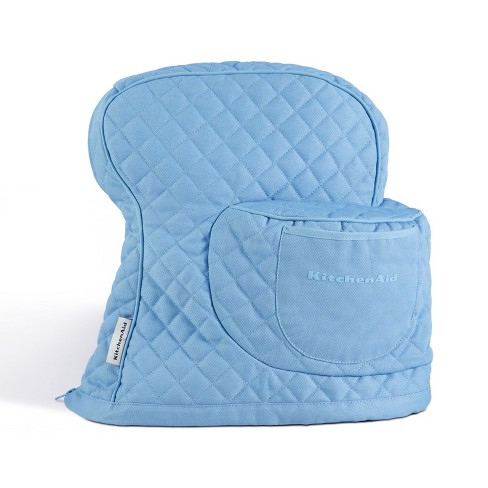 KITCHENAID Fitted Tilt-Head Solid Stand Mixer Cover with Storage Pocket,  Quilted 100% Cotton, Blue Velvet, 14.4x18x10