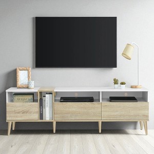 Modern TV Stand with 3 Drawers & Open Shelves, Media Console for TVs up to 80'', Entertainment Center with Color-Matching Design - 1 of 4