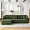 Modern L-Shaped Sectional Sofa with Ottoman, Oversized 4-Seater Couch with Towel Fabric Upholstery for Living Room, Gray/Green/Black - ModernLuxe - 2 of 4
