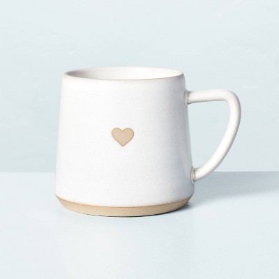 13.3oz Stoneware Heart Mug Cream/Clay - Hearth & Hand™ with Magnolia