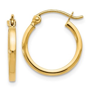 Black Bow Jewelry 14K Yellow Gold Square Tube Round Hoop Earrings, 1.5 x 15mm (9/16 In) - 1 of 4