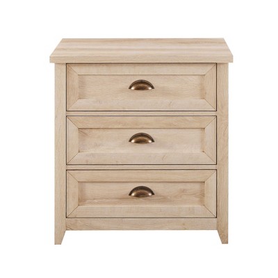 NicBex Nightstand with 3 Drawers,Modern Side Table with Handles and Wood Legs,Bedside Table for Bedroom,Living Room