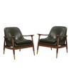 29.2" Cognac Faux Leather Mid-Century Accent Chairs Set of 2 with Brass-Tipped Legs - 2 of 4