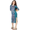 24seven Comfort Apparel Teal Animal Print Side Slit Girls Maxi Dress - 2 of 4
