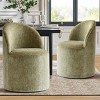 Set of 2 Upholstered Dining Chairs with Wheels, Chenille Barrel Style Rolling Chairs for Kitchen or Modern Dining Room-Maison Boucle - 2 of 4