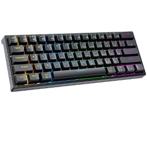 Mechanical Keyboard,LED Rainbow Backlit Gaming Wired Keyboard Compact Mini 61 Keys Portable 60 Percent Mechanical Keyboard with Black Keycaps (Black) - 1 of 1