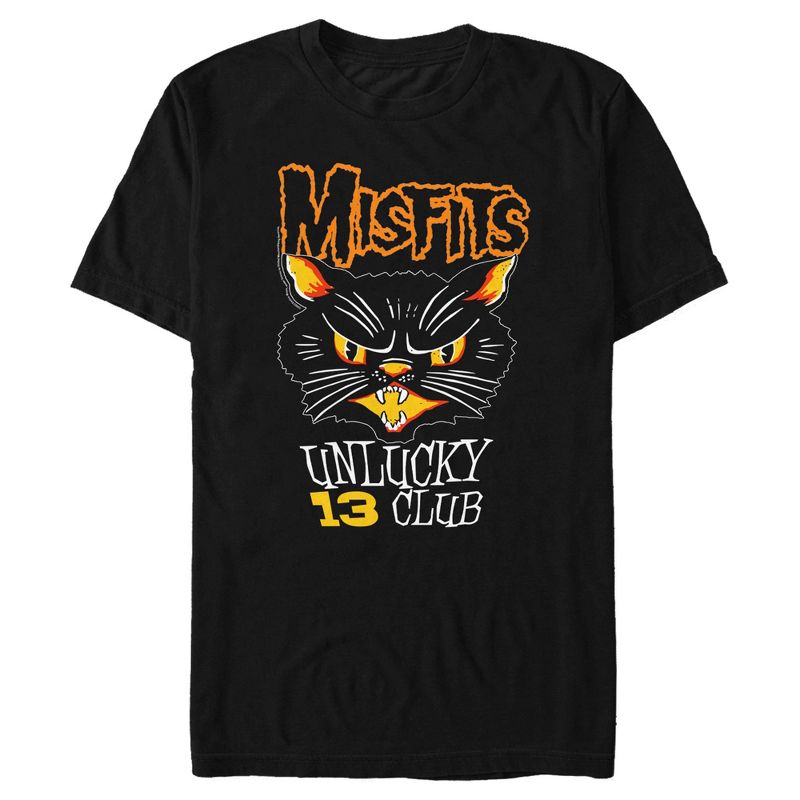 Men's Misfits Unlucky 13 Club Cat T-Shirt, 1 of 6