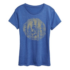 Women's - Instant Message - Watercolor Pine Trees Short Sleeve Graphic T-Shirt - 1 of 4