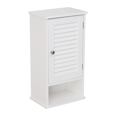 VANIRROR Medicine Cabinet, Hanging Cabinet with 3 Tiers, Single Louvered Door, Wall cabinet for Home Bathroom Bedroom, White