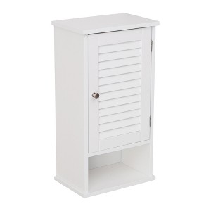 VANIRROR Medicine Cabinet, Hanging Cabinet with 3 Tiers, Single Louvered Door, Wall cabinet for Home Bathroom Bedroom, White - 1 of 4
