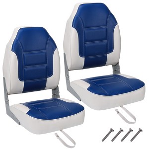 Garvee 2 Pack Boat Seats High Back,Folding Boat Seats Fishing Boat Chair with Thickened Sponge Padding and Hinge for Sightseeing Boat,Speedboat,Canoe - 1 of 4