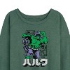 Women's - Marvel - Hulk Katakana Lightweight French Terry Wide Neck Long Sleeve Shirt - 2 of 4