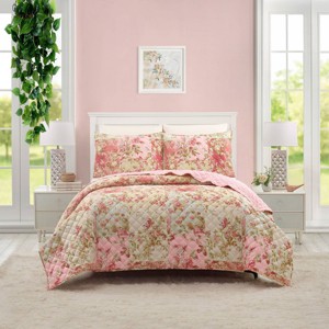 Modern Heirloom 3pc Meline Quilt Set Blush - 1 of 4