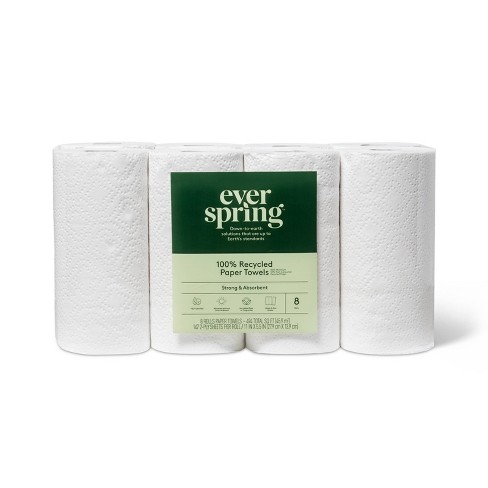 100% Recycled Paper Towels - 8 Rolls - Everspring™ : Target