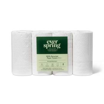 100% Recycled Paper Towels - 8 Rolls - Everspring™