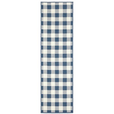 Oriental Weavers Meridian 2598V Blue/ Ivory Indoor/Outdoor Area Rug - 2'3" x 7'6"