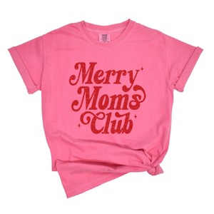 Merry Mom's Club Distressed - Women's Garment Dyed Graphic T-Shirt - 1 of 4