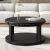 Bella Depot 31.5'' Round Solid Wood Coffee Table for Living Room,2-Tier Rustic Wood Desktop with Storage Shelf - 4 of 4