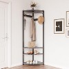 Corner Entryway Organizer, 6 Double Hook Coat Rack with Storage Bench, Space-Efficient Hall Tree for Small Homes & Apartments - 2 of 4