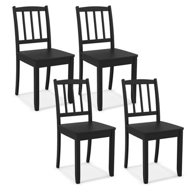 Tangkula Wood Dining Chair Set of 4 w/ Rubber Wood Legs Curved Backrest for Kitchen