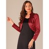 Allegra K Women's Satin Open Front Ruched Long Sleeves Cropped Bolero Shrug - 4 of 4