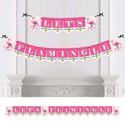 Big Dot of Happiness Pink Flamingo - Party Like a Pineapple - Tropical Summer Party Bunting Banner - Pink Party Decorations - Let's Flamingle