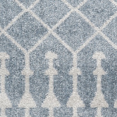 Blue and Ivory Moroccan Trellis 8' x 10' Washable Area Rug