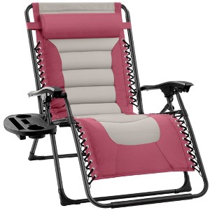 Best Choice Products Oversized Padded Zero Gravity Chair, Folding Outdoor Patio Recliner w/ Side Tray - 1 of 4
