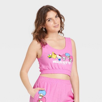 Women's Hello Kitty Graphic Cropped Tank Top - Pink
