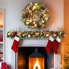 6ft Pre-Lit Christmas Garland with Warm White Lights, Artificial Garland with Gold Christmas Balls, Pine Cones for Fireplace,Mantle, Indoor Decor - 4 of 4
