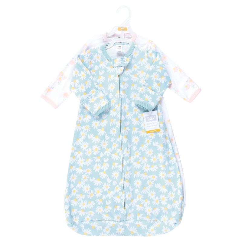 Hudson Baby Infant Girl Cotton Long-Sleeve Wearable Sleeping Bag, Sack, Blanket, Mixed Daisy, 2 of 5