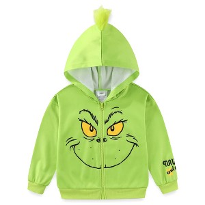 Dr. Seuss Grinch Boys Zip Up Hoodie for Toddler and Big Kids - 1 of 4