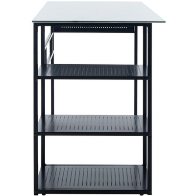 Transitional Black Metal and Glass 47" Home Office Desk
