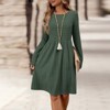 Womens Long Sleeve Fall Dresses 2025 Ribbed Knit Casual Crew Neck Knee Length Sweater Dress - 3 of 4