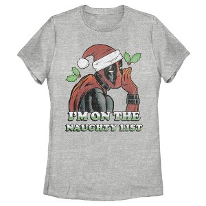 Women's Marvel Christmas Deadpool Naughty List T-Shirt - 1 of 3