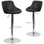 Emma and Oliver 2 Pack Contemporary Black Vinyl Bucket Seat Adjustable Height Barstool-Chrome Base