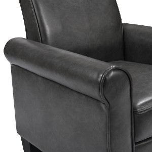Racxily Dual Tone PU Leather Armchair – Comfy Reading Chair for Living/Bedroom/Office, Dark Grey & Black, Ergo-Support + Non-Slip Base - 1 of 4