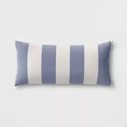 Cabana Stripe Outdoor Lumbar Throw Pillow DuraSeason Fabric™ Navy - Threshold™