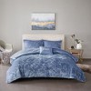 Gulches Full Queen Blue 4 Piece Velvet Comforter Set with Pillow - 4 of 4