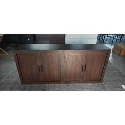 70.8" Sideboard Buffet Cabinet, Mid Century Modern Accent Cabinet with 4 Doors, Wood Coffee Bar Media Console Credenza for Kitchen, Brown