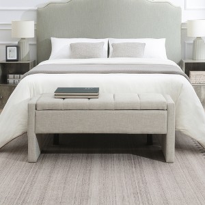 TiramisuBest 59.0" Storage Bench with Cotton Linen Grey - Storage Grey Fabric - 1 of 4