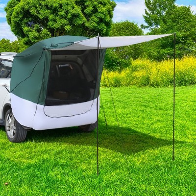 FURNIinspire Camping Tents Hardcore SUV Rear Tent Camping Tent, Portable Green And White Hanging Rear Tent, Multicolored, 72.8"*68.1"