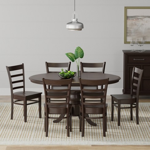 Glenwillow Home 7 pc Oval Butterfly Leaf Dining Table Slat