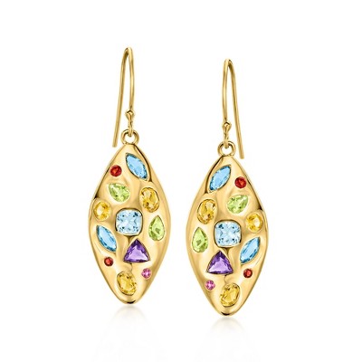 Ross-Simons 3.38 ct. t.w. Multi-Gemstone Drop Earrings in 18kt Gold Over Sterling